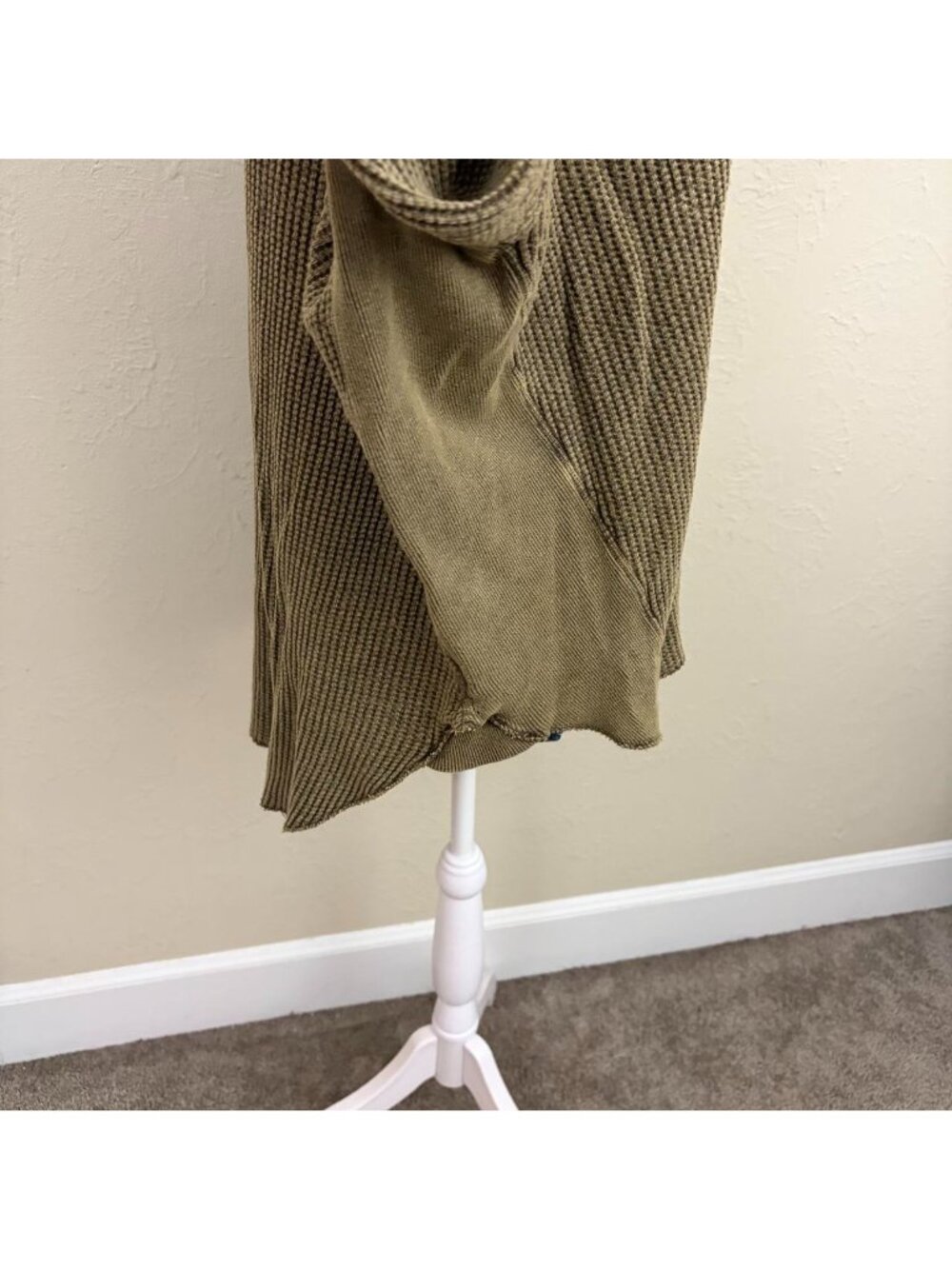 free people FP one khaki scout jacket top waffle knit button up shirt jacket - Picture 4 of 8
